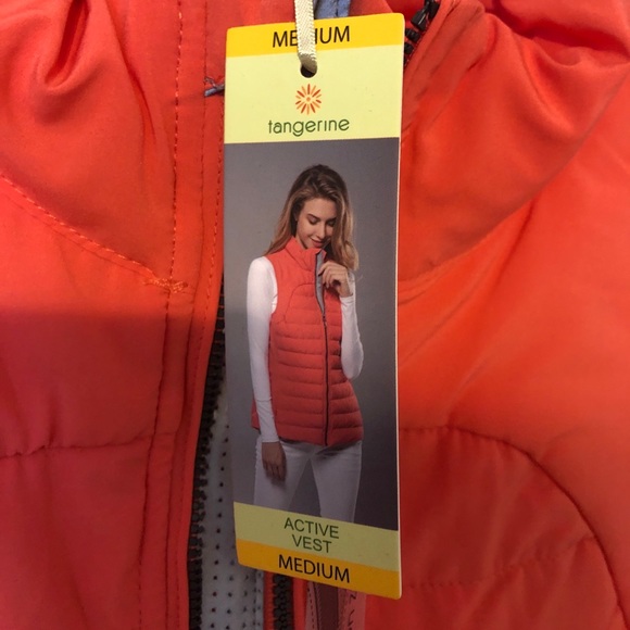 Medium puffer vest, active wear, papaya color - Picture 3 of 4
